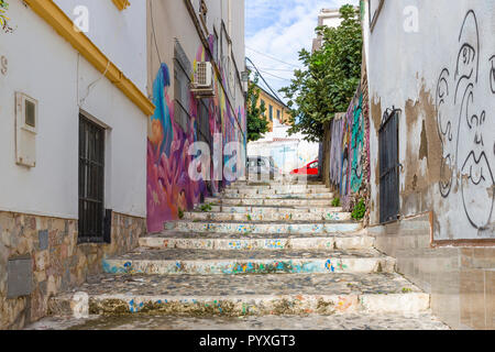 Street Art Graffiti in Poor area of Malaga Spain Stock Photo