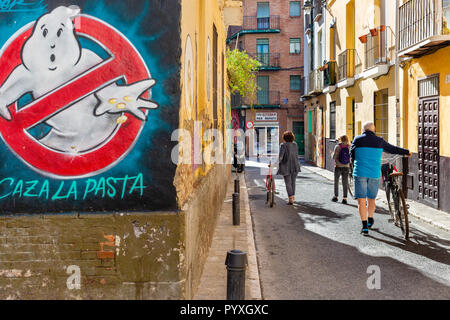 Street Art Graffiti in Poor area of Malaga Spain Stock Photo