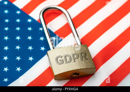 GDPR USA General Data Protection Regulation Flag Background Stock Photo