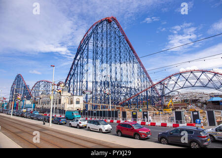 Rollercoaster on the Pleasure beach in Blackpool Lancashire UK Stock Photo