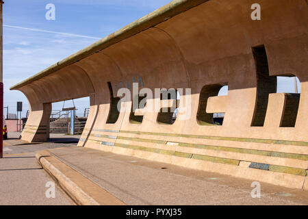 Entrance to South beach car park on the promenade in Blackpool Lancashire UK Stock Photo