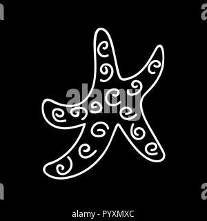 Star Icon vector. Simple flat symbol. isolated white silhouette. , cartoon chalk style Stock Vector