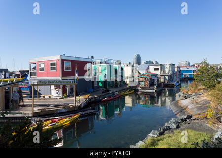 North America, Canada, British Columbia, Vancouver Island, Victoria, House Boats, Fisherman's Wharf Stock Photo