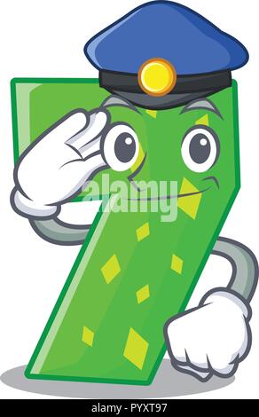 Police character paper cut number seven letter Stock Vector