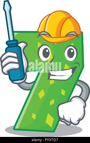 Automotive number seven isolated on the mascot Stock Vector
