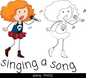 A singer character on white backgroud illustration Stock Vector