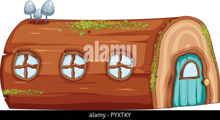 A log house on white background illustration Stock Vector