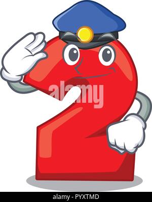 Police cartoon paper number two on letter Stock Vector