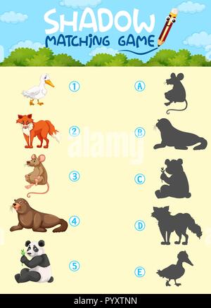 Shardow matching game template illustration Stock Vector