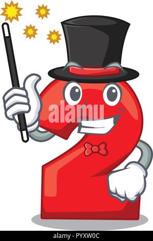 Magician number two red isolated on mascot Stock Vector