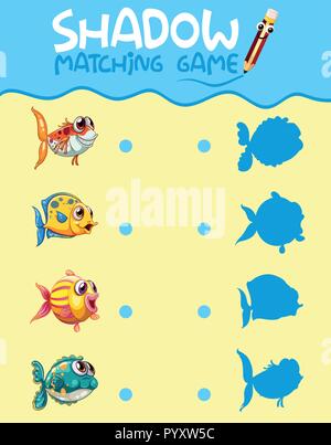 Animal shadow matching game template illustration Stock Vector Image ...
