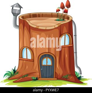 A log house on white background illustration Stock Vector