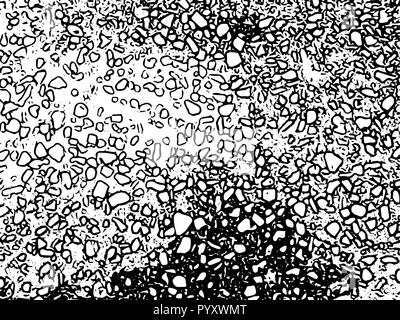 Pebbles stones texture. Trace black and white texture. Stock Vector