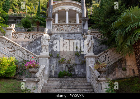 Ornate stone steps in the gardens of Villa Monastero at Varenna on Lake Como, Italy Stock Photo