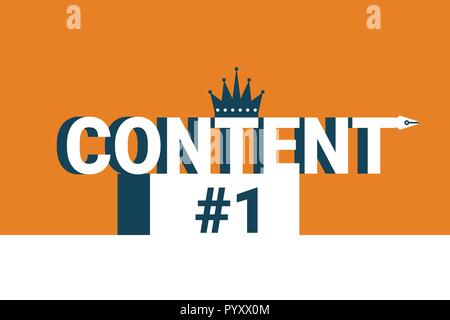 Content word on the first place, content is king concept illustration Stock Vector