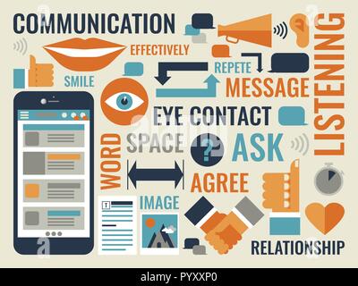 Illustration of communication infographic icon and elements concept Stock Vector