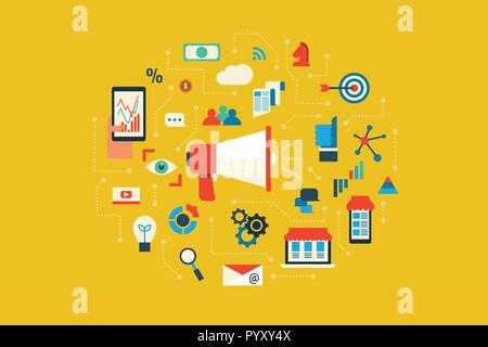 Illustration of marketing flat design concept with icons elements Stock Vector