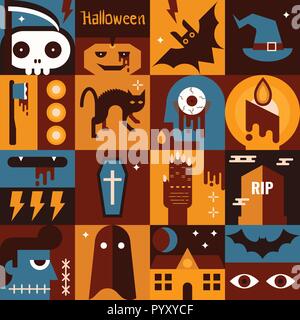 Illustration of flat design halloween collection background concept Stock Vector