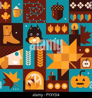 Illustration of fall season concept collage background Stock Vector