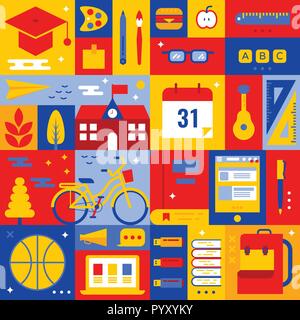 Illustration of education concept with elements and icons Stock Vector