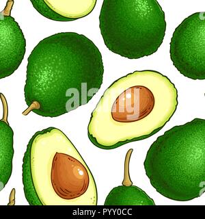 avocado vector pattern on white background Stock Vector