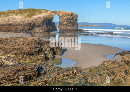 Playa las catedrales Catedrais beach in Ribadeo Galicia of Lugo Spain ...