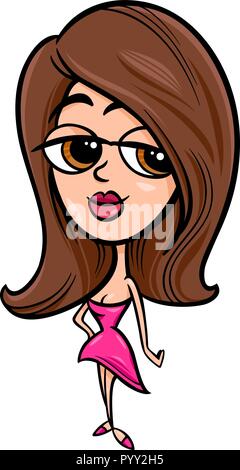 Cartoon Illustration of Pretty Young Woman or Girl Character Stock Vector