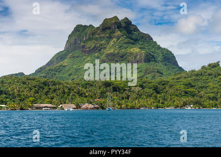 Volcanic rock in the lagoon of Bora Bora, French Polynesia Stock Photo