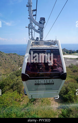 Cable Car Ride From The Old Town Of Taormina To The Beach Of Mazzaro Sicily Italy Stock Photo Alamy