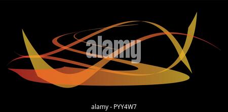 Abstract curved light lines on black background - Vector Stock Vector