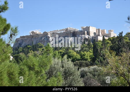 View of Acropolis from the Ancient Agora, Athens, Greece Stock Photo