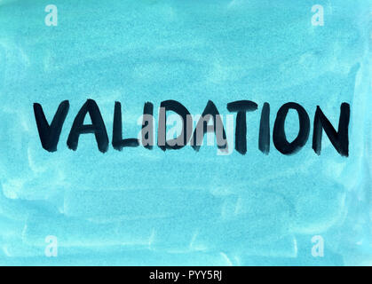 validation concept word background gouache paint Stock Photo