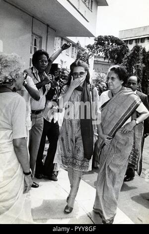 Former Prime Minister of India Indira Gandhi and Sonia Gandhi, India, Asia, 1970s Stock Photo