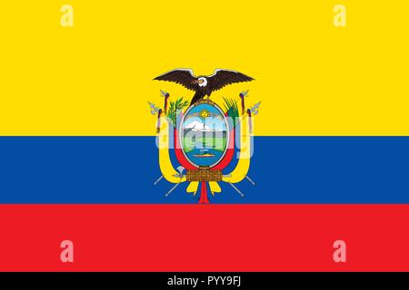 Simple flag of Ecuador. Correct size, proportion, colors. Stock Vector
