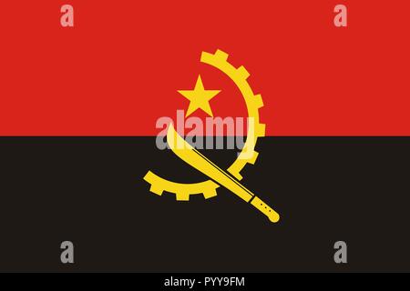 Simple flag of Angola. Correct size, proportion, colors. Stock Vector
