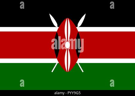 Simple flag of Kenya. Correct size, proportion, colors. Stock Vector