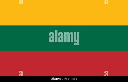 Simple flag of Lithuania. Correct size, proportion, colors. Stock Vector