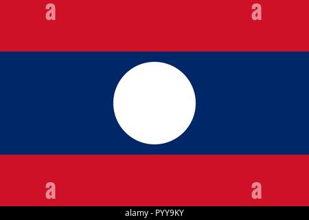 Simple flag of Laos. Correct size, proportion, colors. Stock Vector