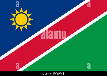 Simple flag of Namibia. Correct size, proportion, colors. Stock Vector