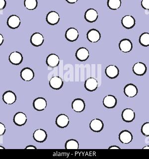 mock wrapping paper decor. purple, violet background pastel white circles with black stroke. gentle baby colors. Stock Vector