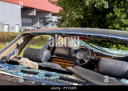 View through broken glass of Daimler Six/Jaguar XJR Stock Photo