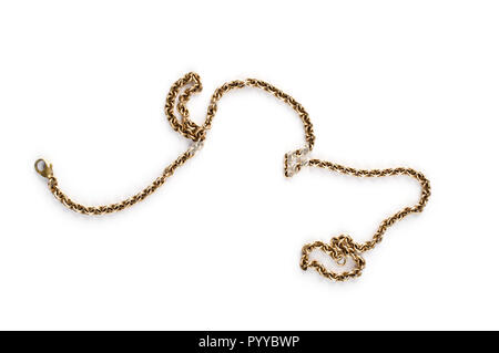 Gold chain on white background. Stock Photo