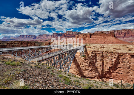 Navajo Bridge, Marble Canyon and Vermillion Cliffs, Arizona, USA, North America Stock Photo