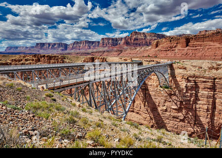 Navajo Bridge, Marble Canyon and Vermillion Cliffs, Arizona, USA, North America Stock Photo