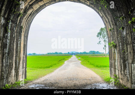 View south from the north entrance to the Ho Citadel, Thanh Hoa Province, Vietnam.The citadel became a UNESCO World Heritage Site in 2011. Stock Photo