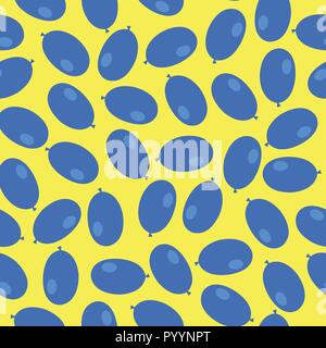 Blue air balloons seamless pattern on yellow Stock Vector