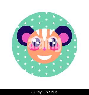 Cute cartoon happy animal sticker. Fantasy creature in bright colors. Stock Vector