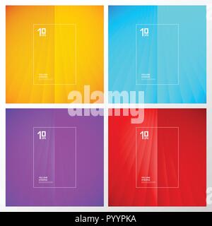 Set of abstract yellow, blue, purple, red striped perspective vertical lines pattern background. You can use for template, brochure. leaflet, poster,  Stock Vector