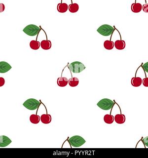 Pair of cherries seamless pattern on white Stock Vector