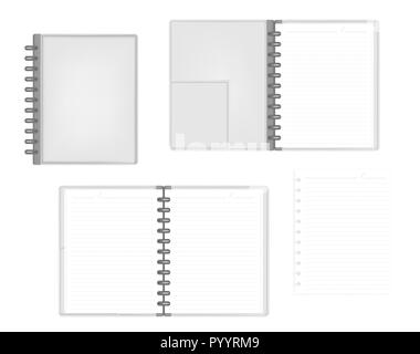 Closed letter size discbound notebook, vector mock up. Orange leather ...